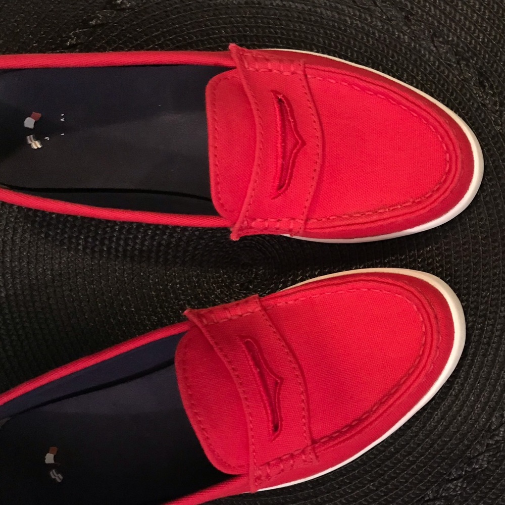 Cole Haan red canvas loafer boat shoe Size 8.5 EUC
